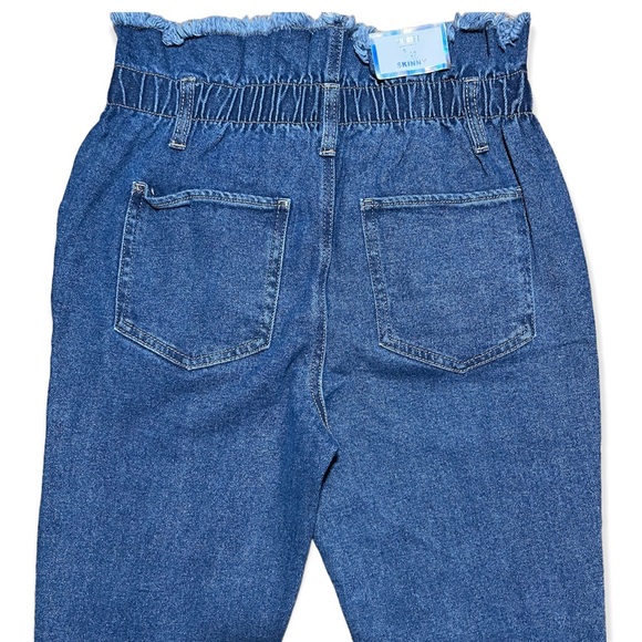 Tinseltown Denim Paperbag Raw Edge Waist Buttonfly Hi-Rise Skinny Jeans Sz 5/27 - Picture 7 of 16